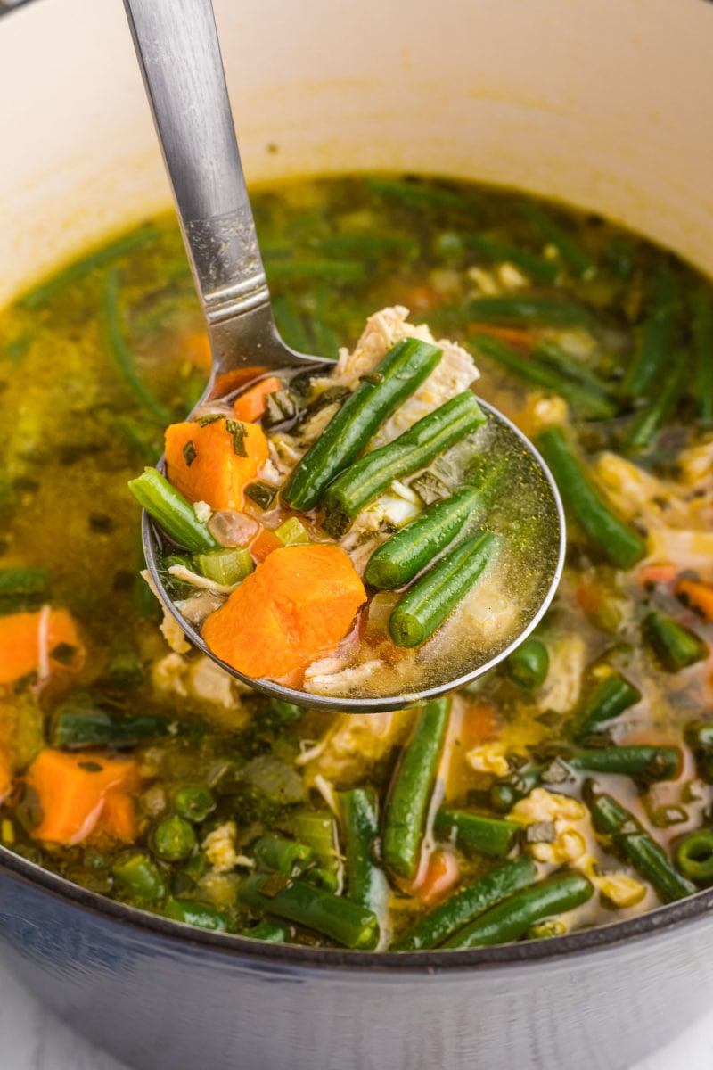 ladle full of turkey soup