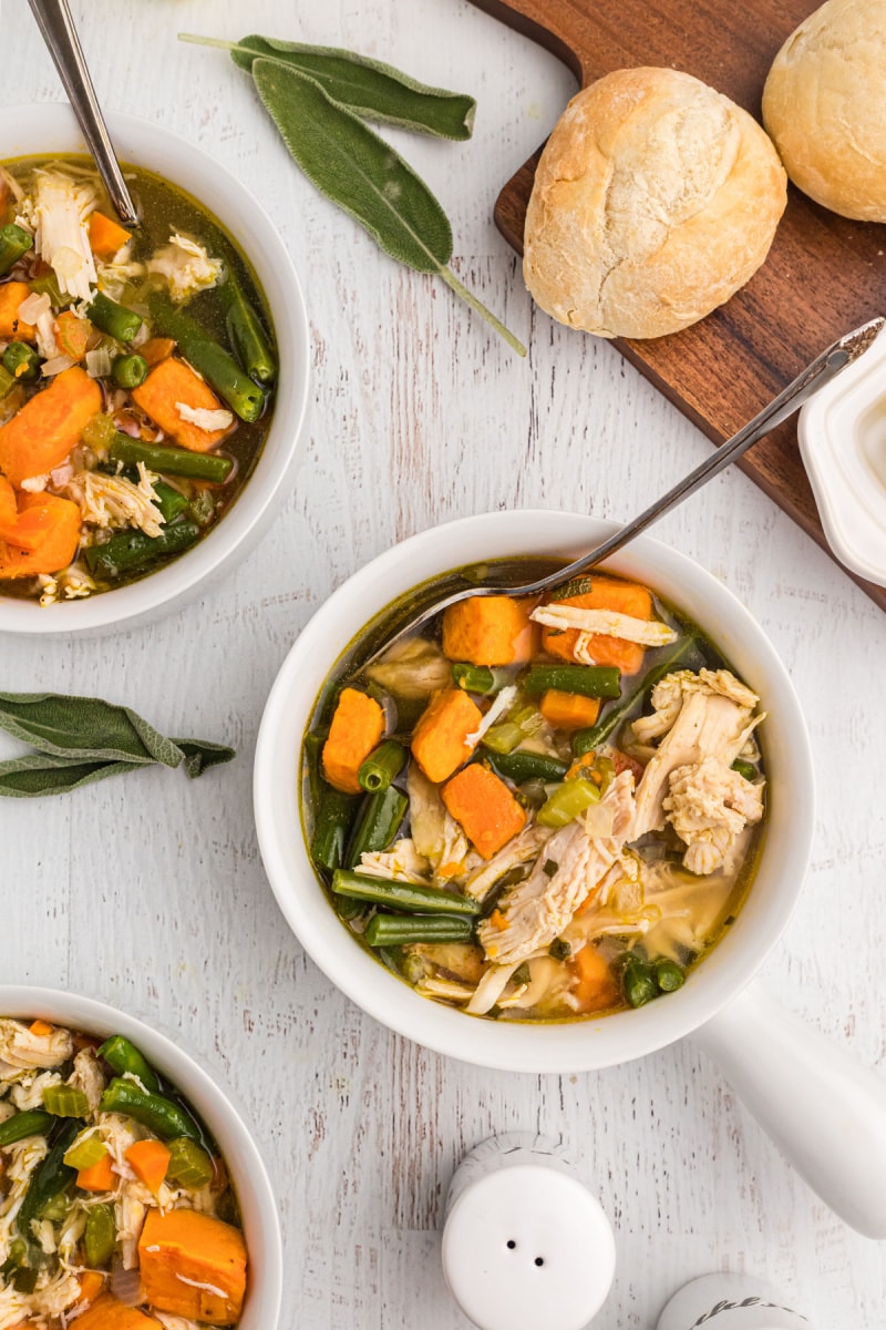 bowls of turkey soup