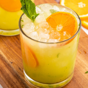 pinterest image for orange basil mojitos