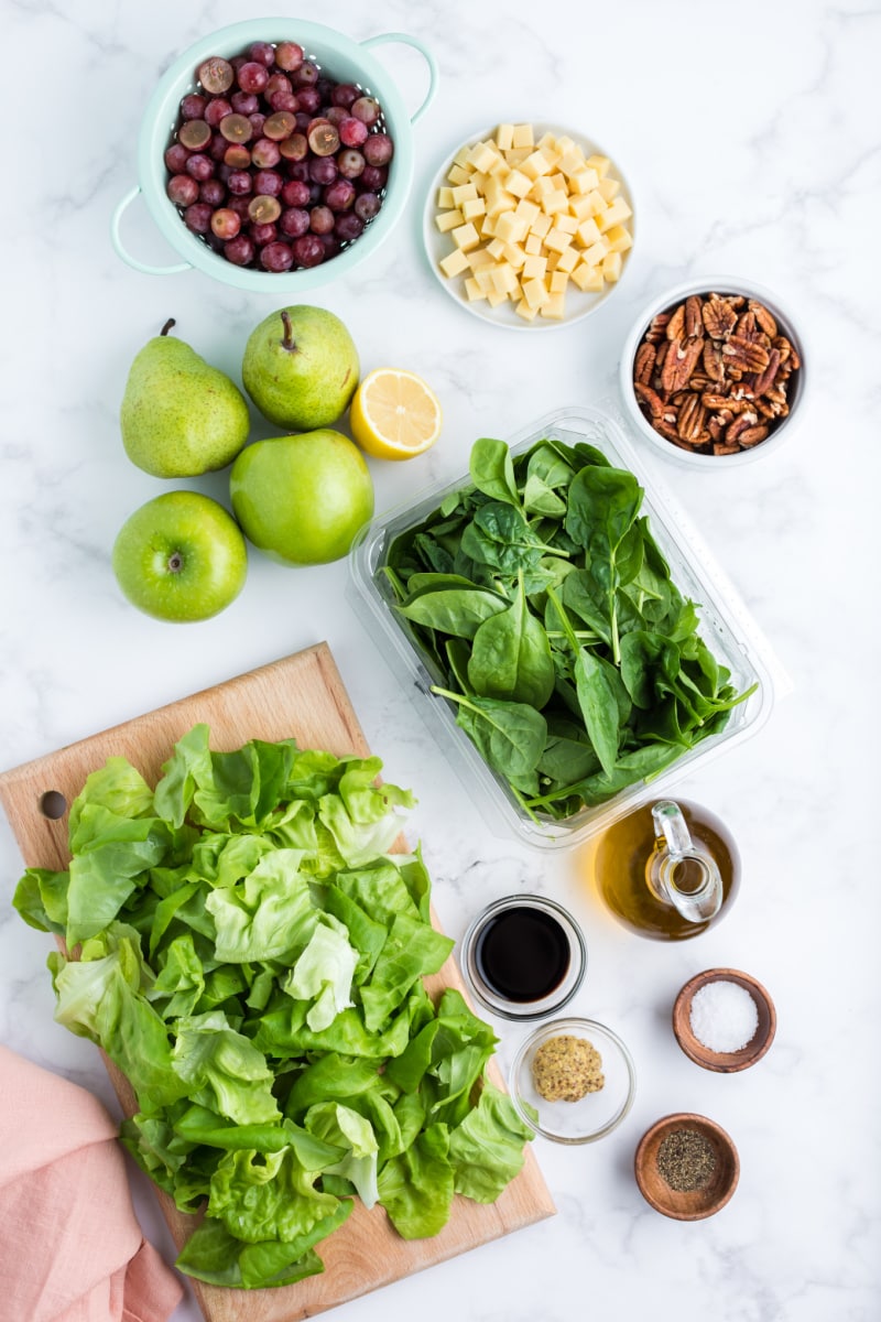 ingredients displayed for pear and apple salad