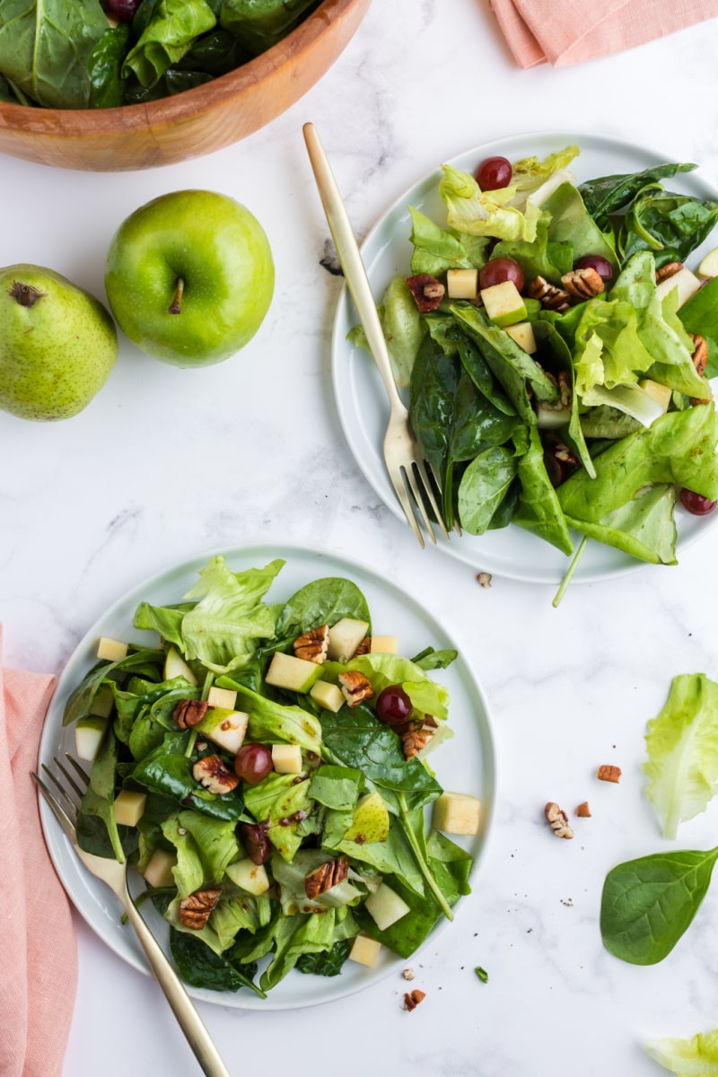 two plate servings of salad