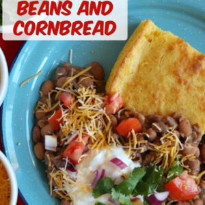 pinterest image for pioneer woman's beans and cornbread