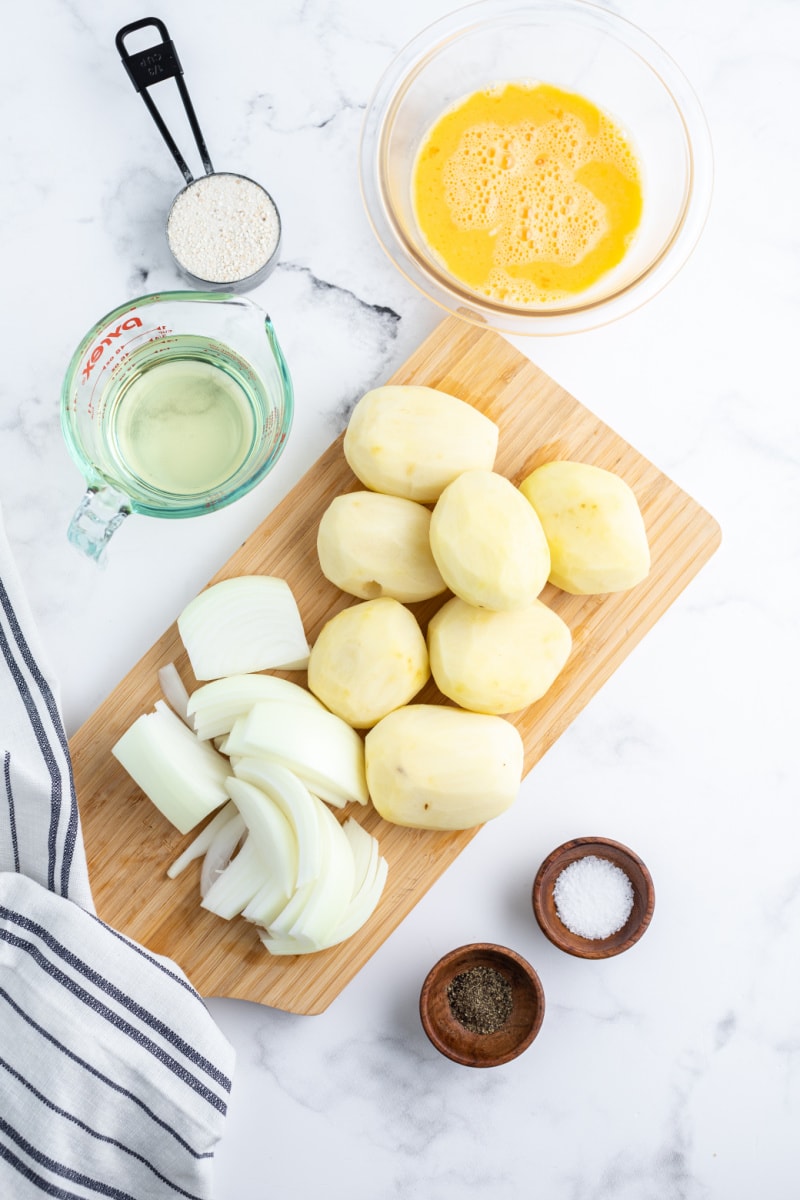 ingredients displayed for making potato latkes