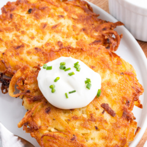 potato latkes with sour cream