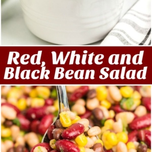 pinterest collage image for red white and black bean salad