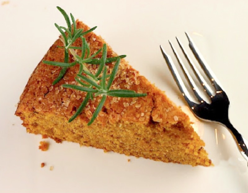 slice of rosemary polenta pumpkin spice cake