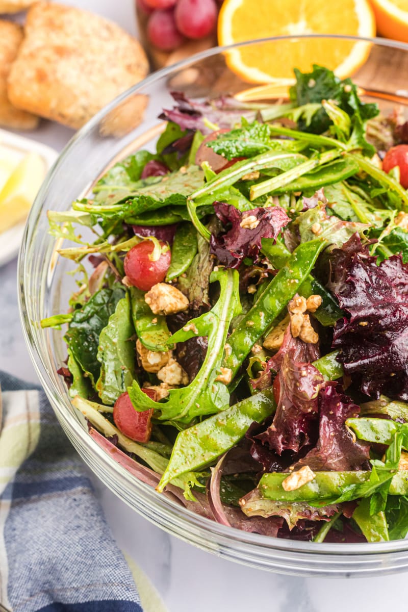 spring salad with grapes in a bowl