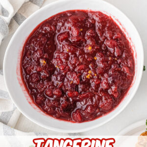 pinterest image for maple tangerine cranberry sauce