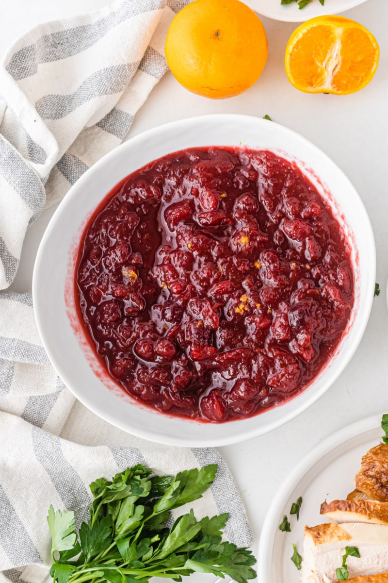 bowl of cranberry sauce