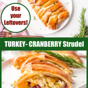 pinterest image for turkey cranberry strudel