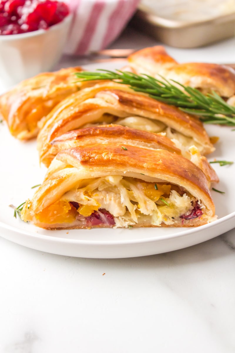 turkey cranberry strudel on plate