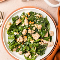 plate of turkey spinach salad