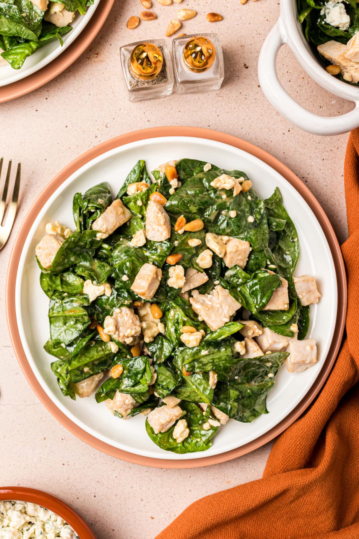 plate of turkey spinach salad