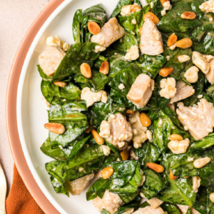 pinterest image for turkey spinach salad