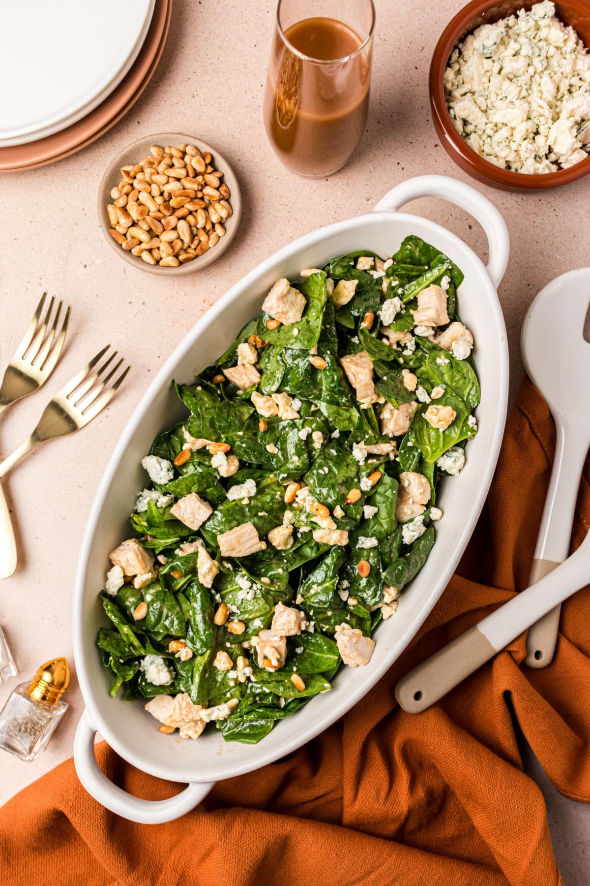 bowl of turkey spinach salad