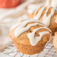 whole wheat pumpkin spice muffin with glaze