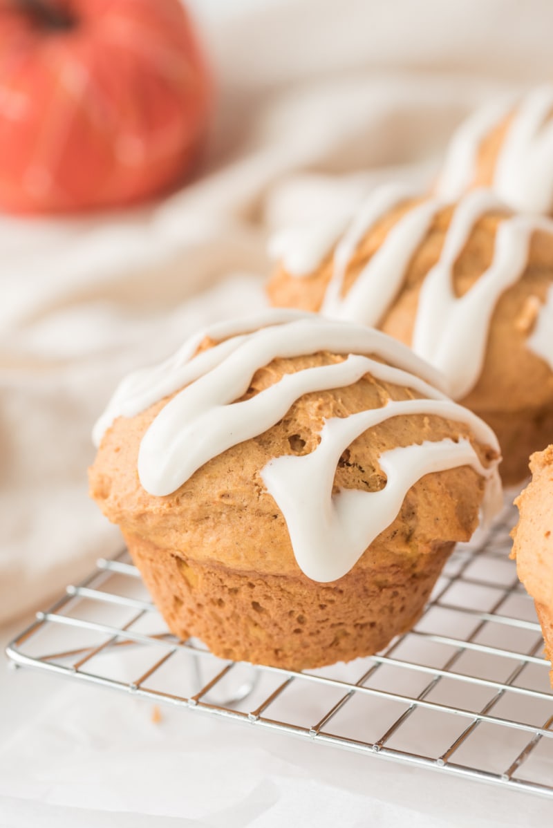 whole wheat pumpkin spice muffin with glaze