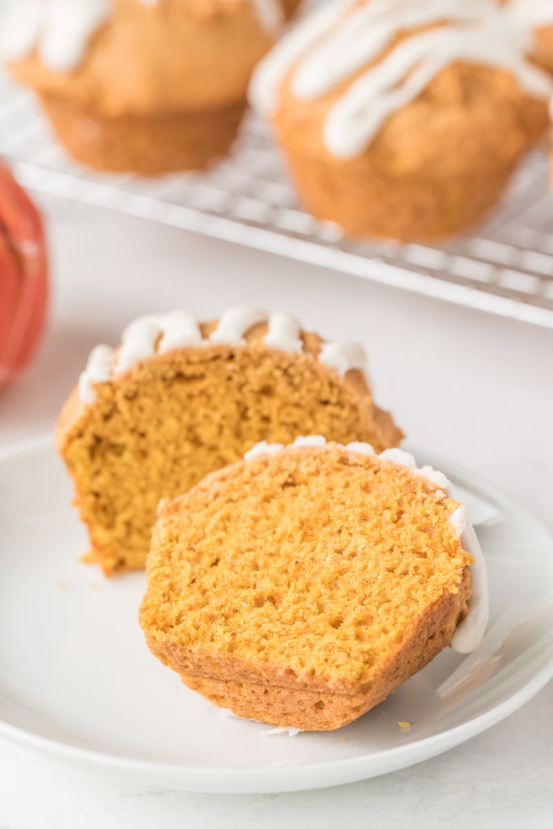 pumpkin muffin cut in hallf