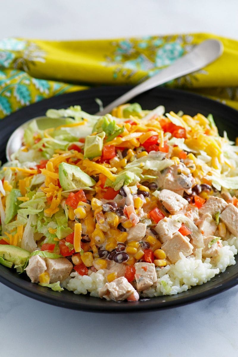 Easy Chicken Santa Fe served over rice