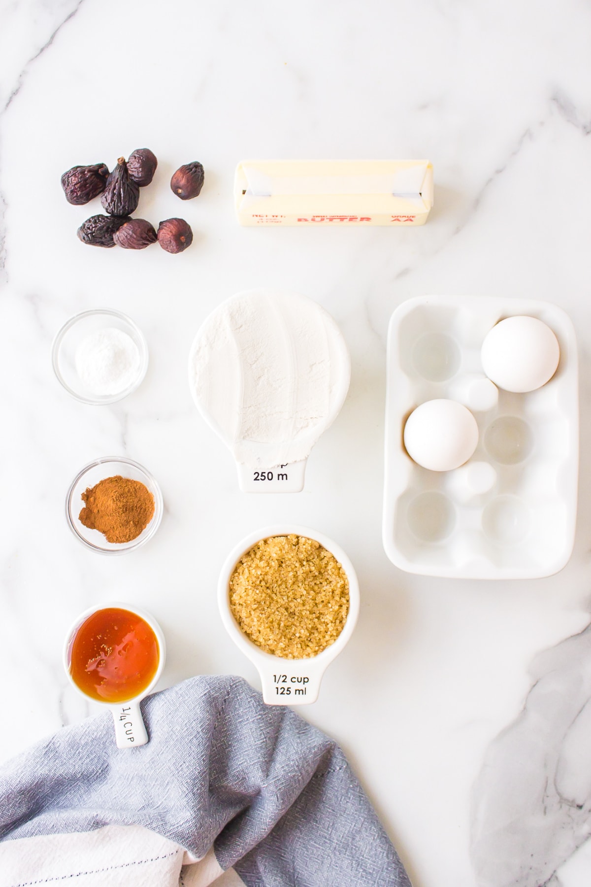 ingredients displayed for making caramel fig bread