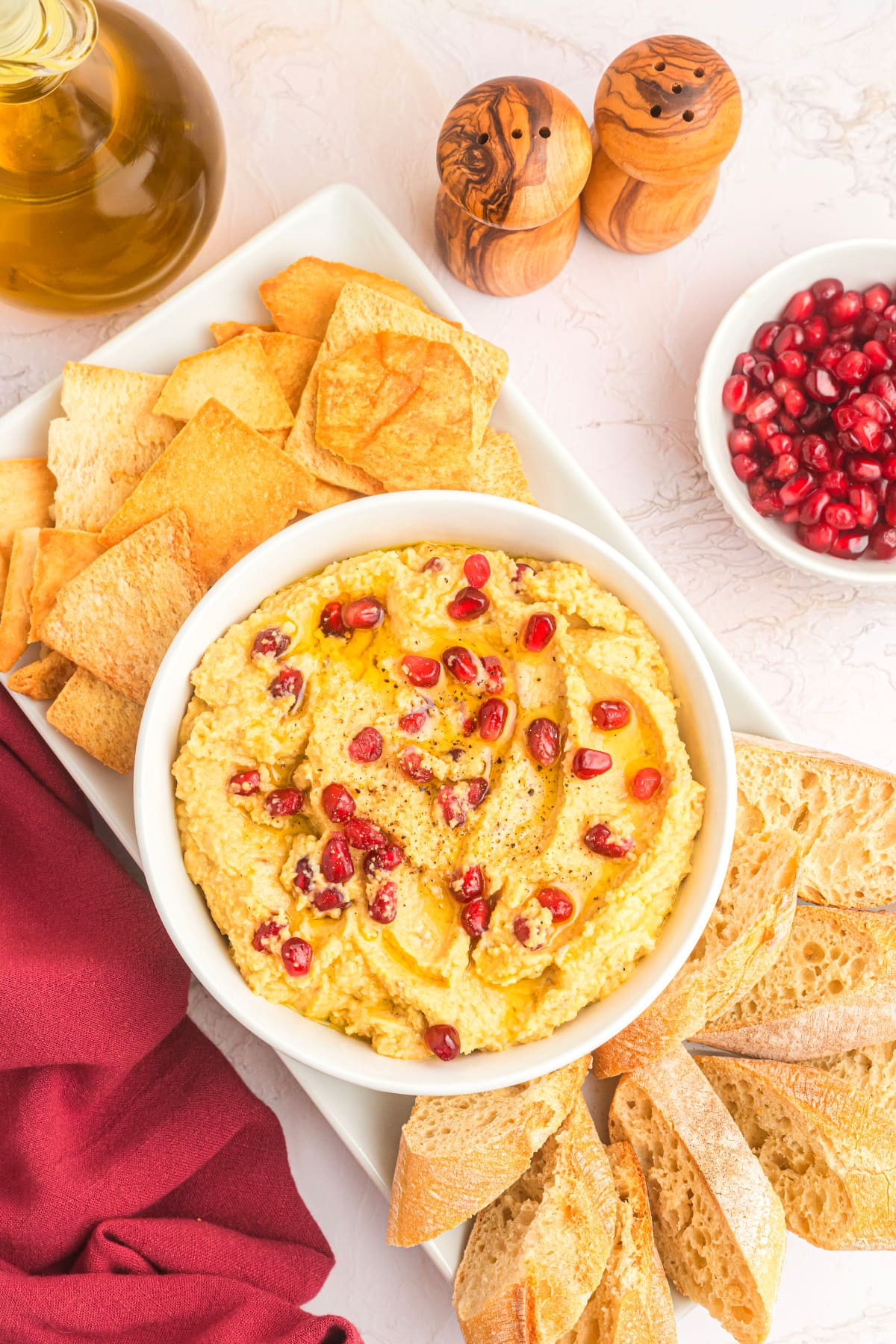 chickpea dip surrounded by crackers