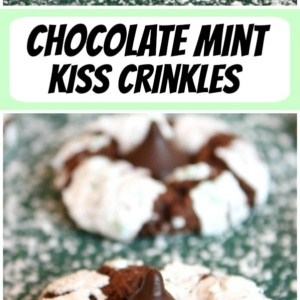 pinterest collage image for chocolate mint kiss crinkles