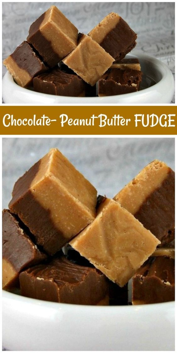 pinterest image for chocolate peanut butter fudge
