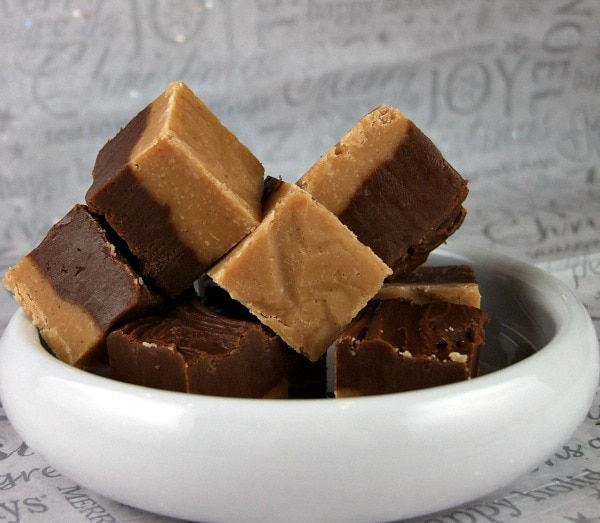 Chocolate Peanut Butter Fudge in a  bowl