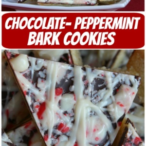 pinterest collage image for chocolate peppermint bark cookies