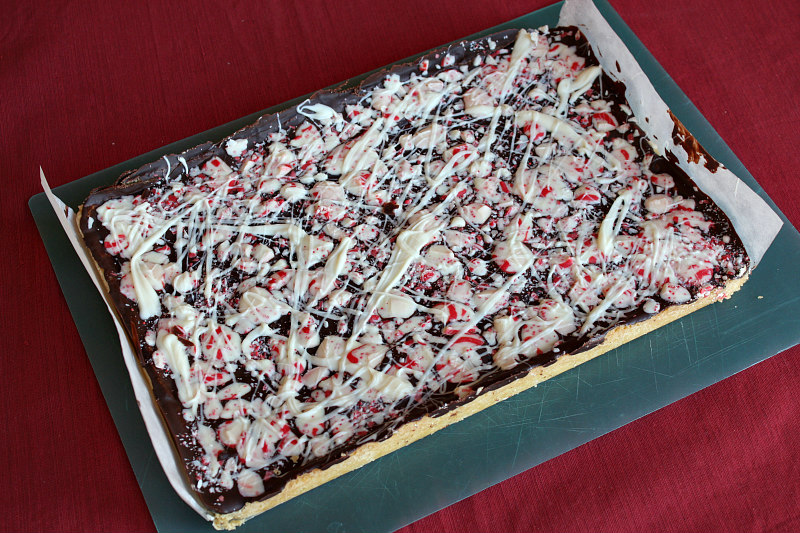 sheet of chocolate peppermint bark cookies