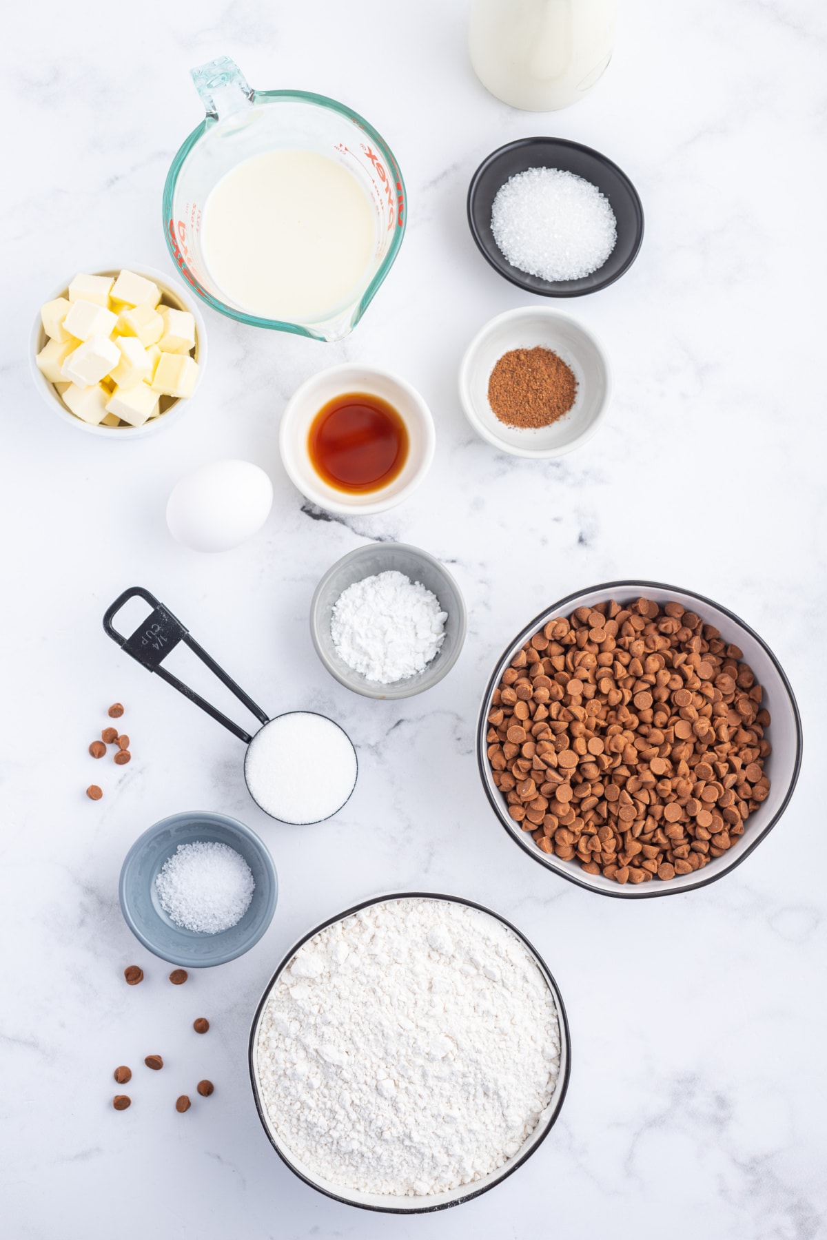 ingredients displayed for making cinnamon eggnog scones
