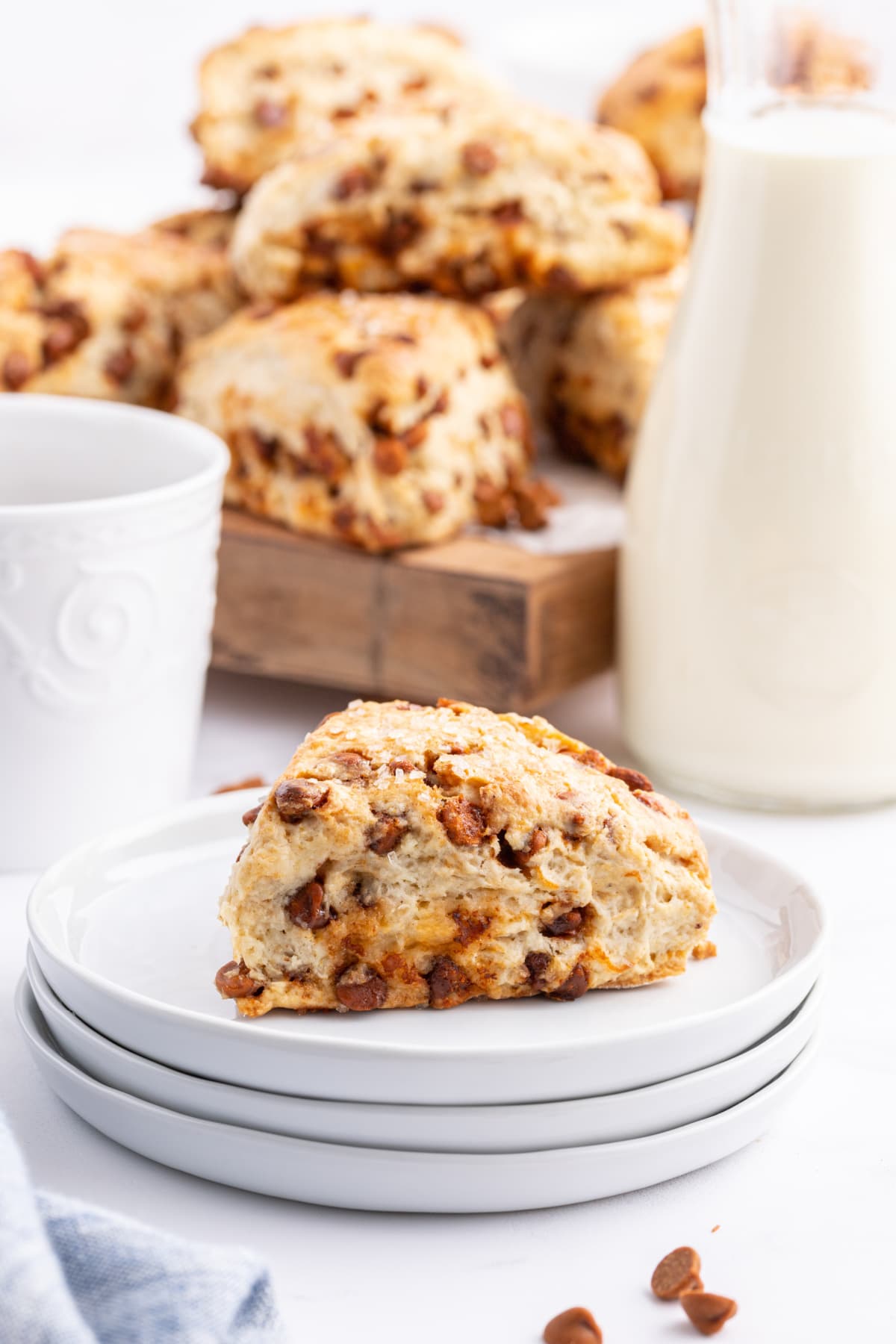 cinnamon eggnog scones on a plate