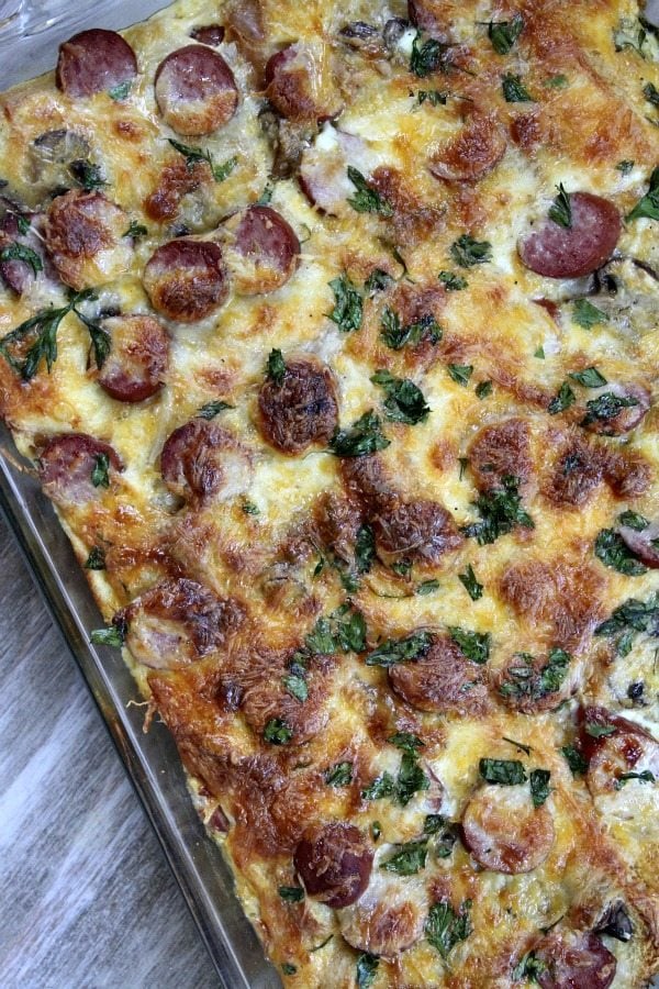 Egg- Mushroom Kielbasa Bake Recipe