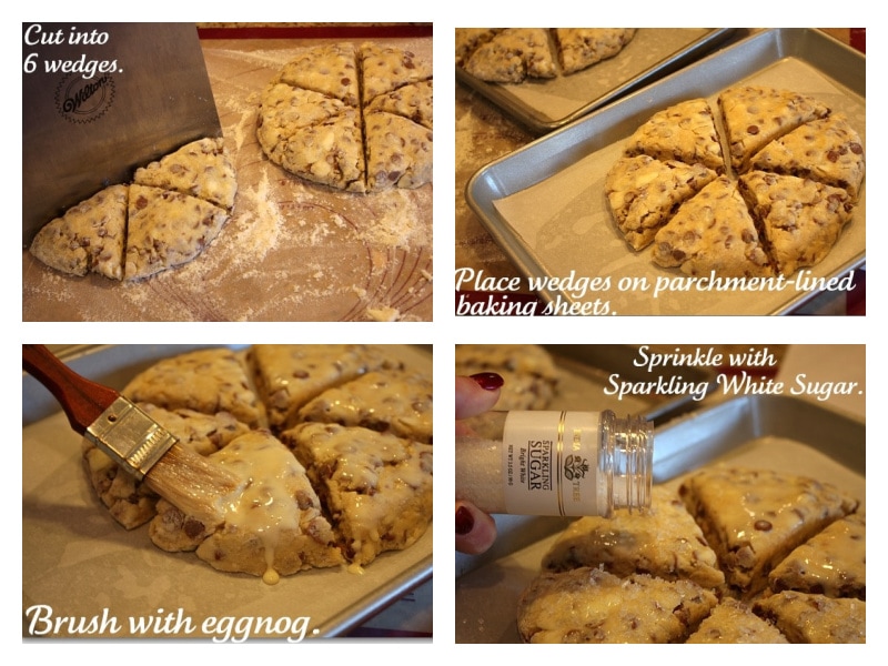 four photos showing how to cut scones