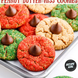 pinterest pin for flourless peanut butter kiss cookies