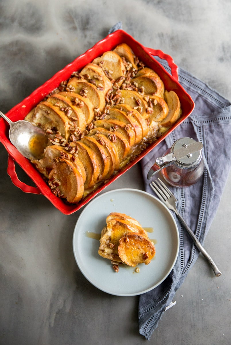 serving of Baked French Toast with Maple Praline