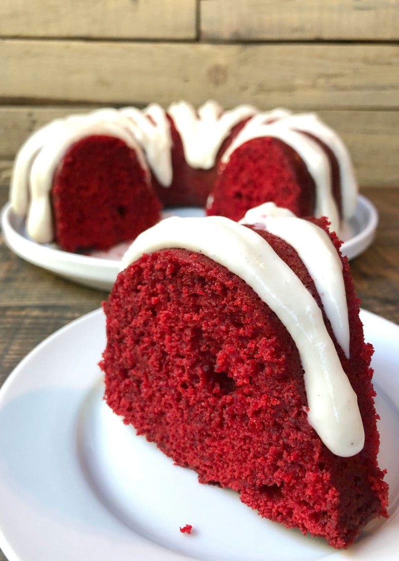 Slice of Red Velvet Bundt Cake