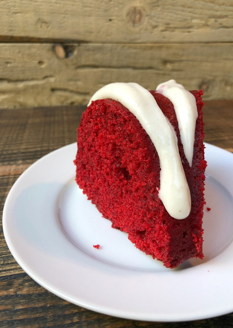 Slice of Red Velvet Bundt Cake