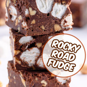 pinterest image for rocky road fudge