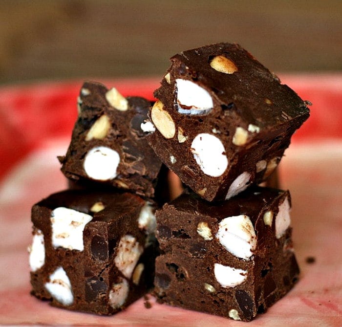 Four pieces of Rocky Road Fudge