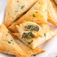 Spinach Phyllo Triangles on platter