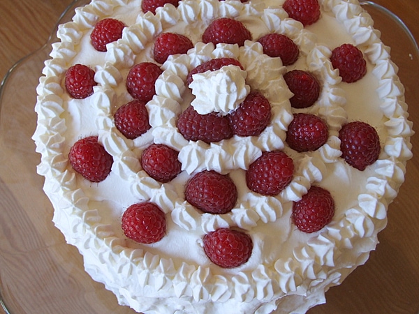 Perfect Party Cake with Fresh Raspberries