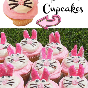 pinterest image for bunny cupcakes