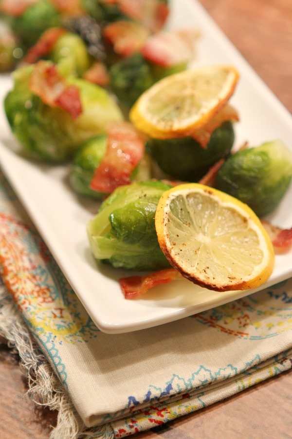 Roasted Brussels Sprouts with Lemon and Bacon