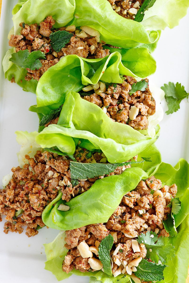 lettuce wraps with Asian ground meat filling