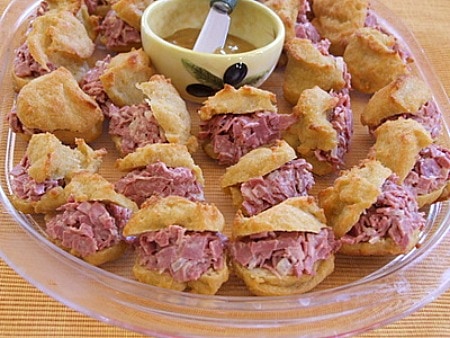 Beer Puffs with Corned Beef Filling