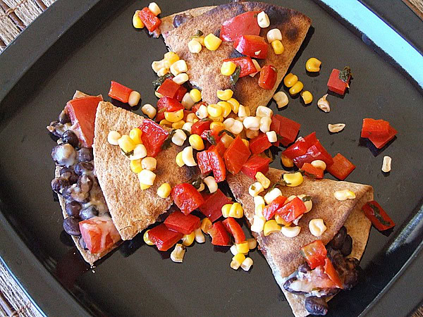 black bean quesadillas with corn salsa