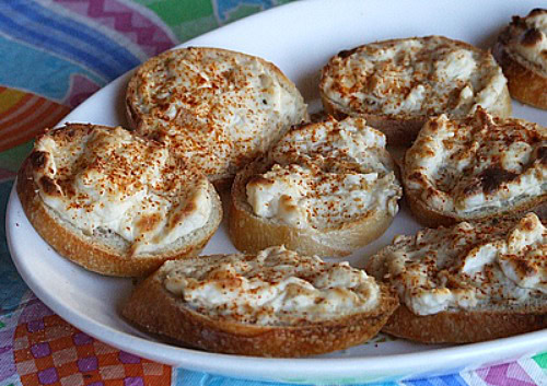 Clam Bites on a white platter