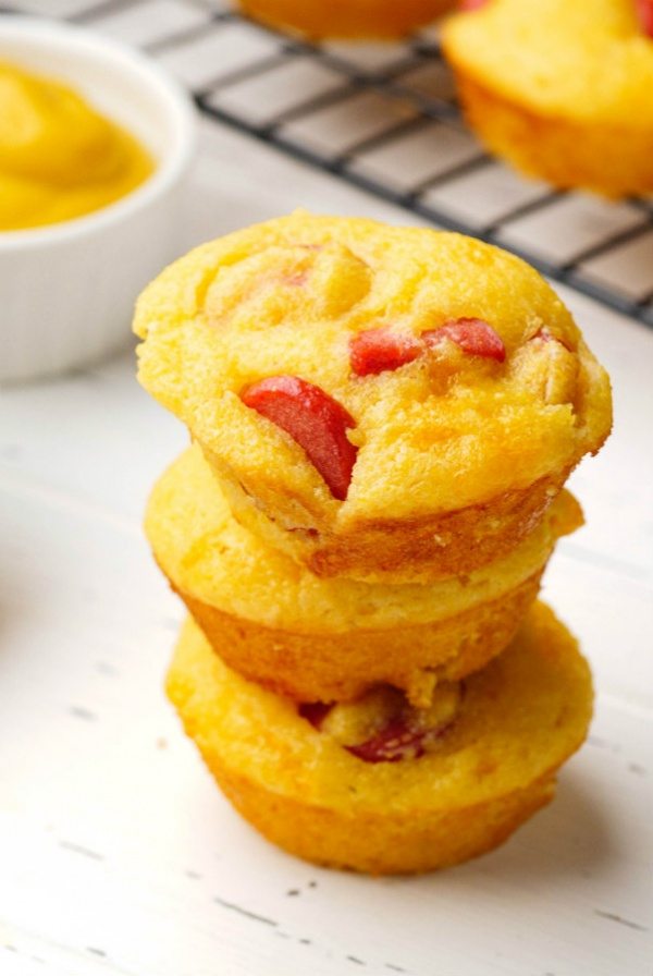 Stack of Corn Dog Muffins 