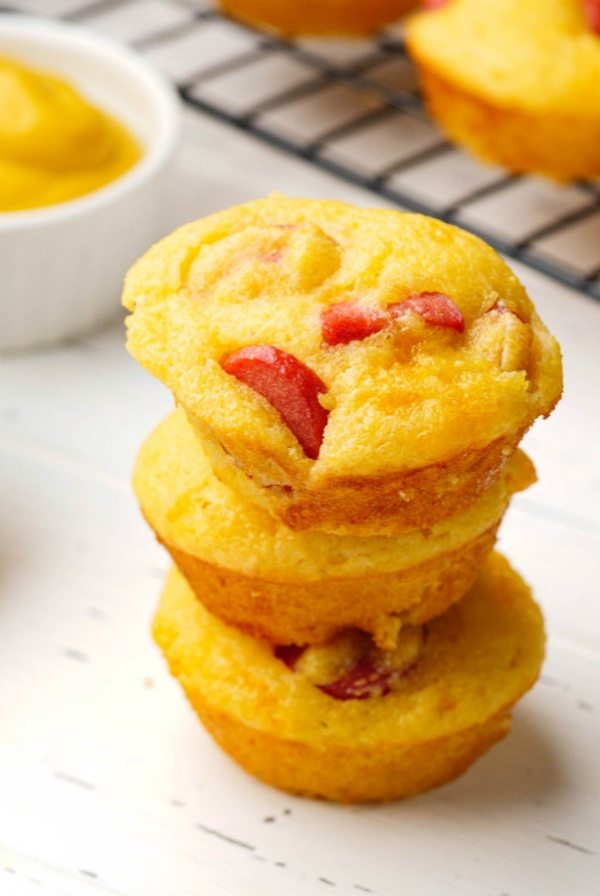 Stack of Corn Dog Muffins 